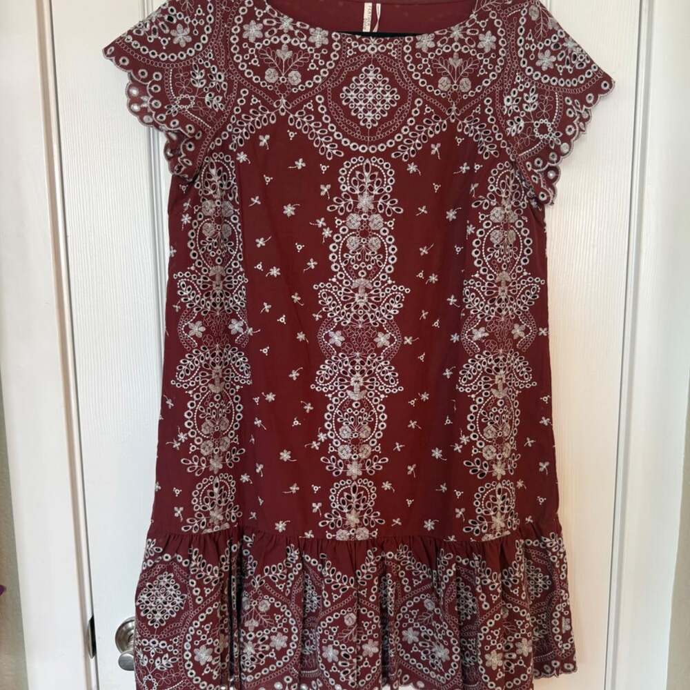 Anthropologie Women's Burgundy and Grey Casual-dresses